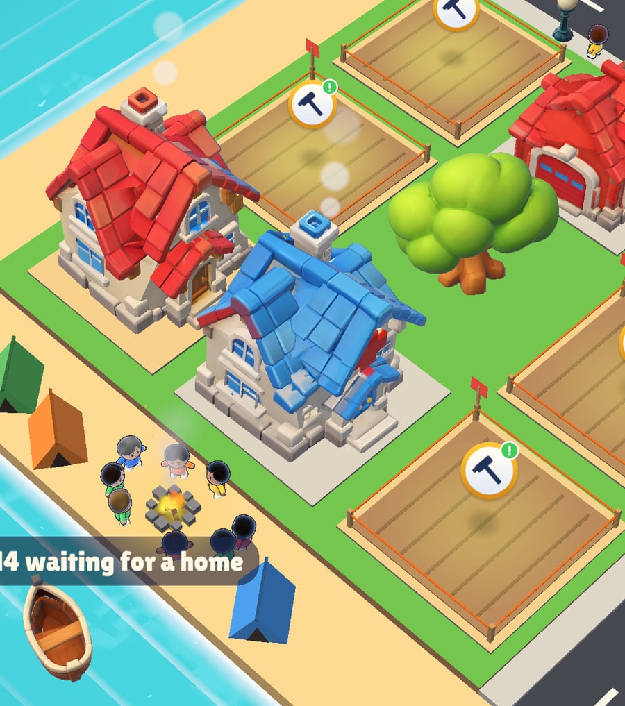 In-development Rescue City with completed homes and saved people